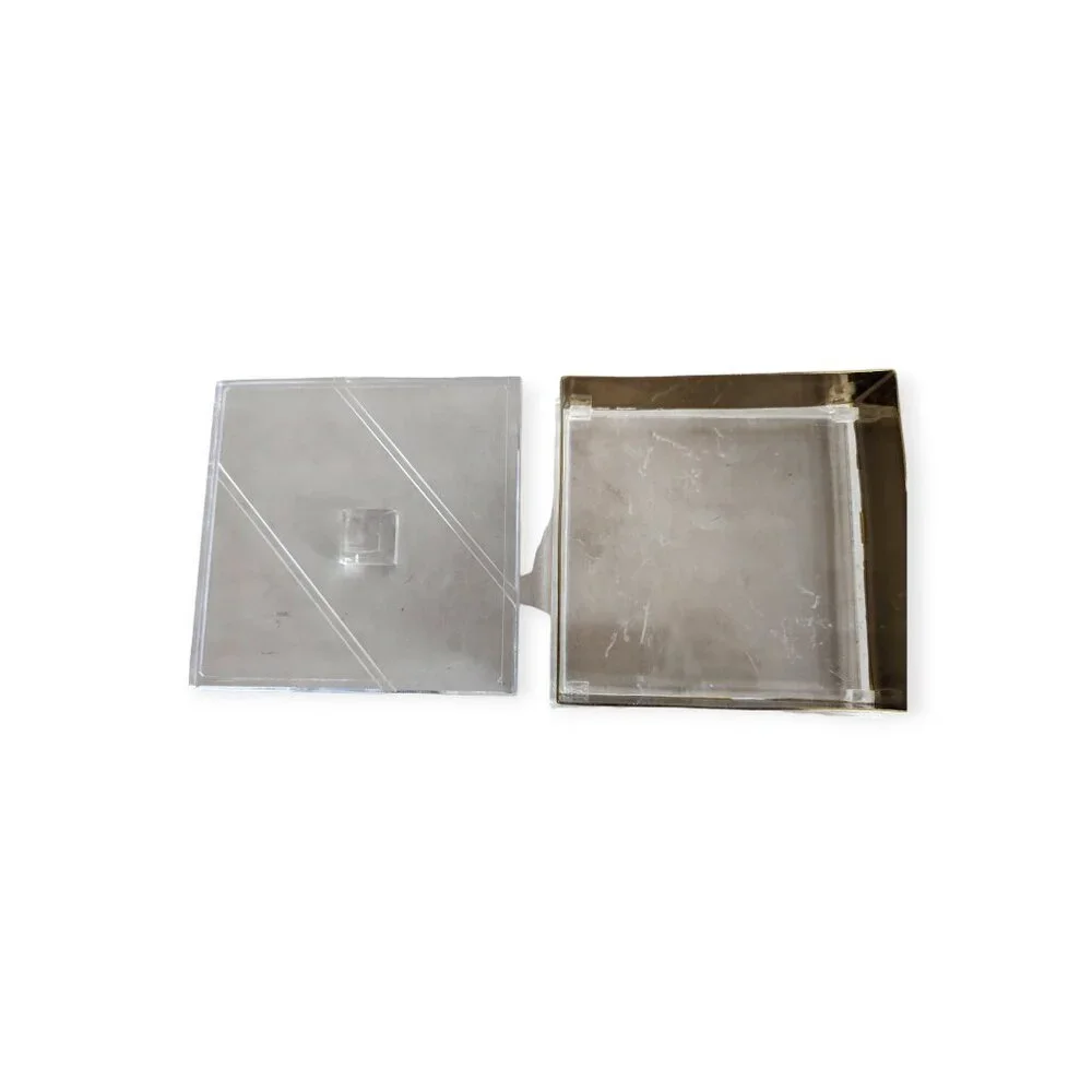 Clear with Faux Gold Accent Acrylic Heavy Square Dresser/Jewelry Box